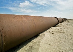 Large pipeline on sand
