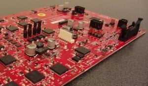 Populated red PCB board Populated red PCB board