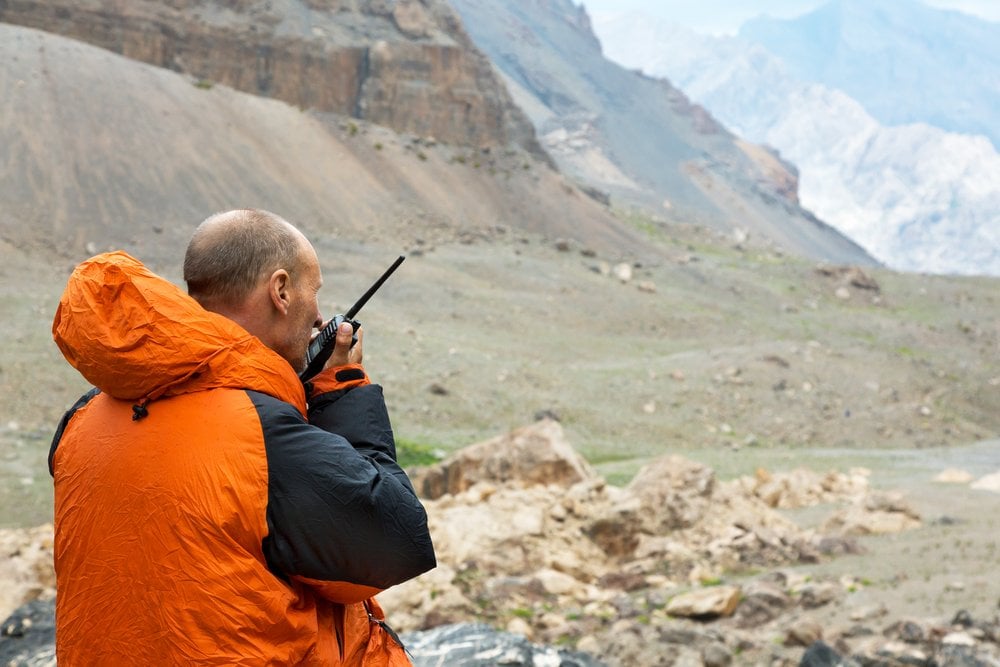 Communicating over radio in mountain terrain