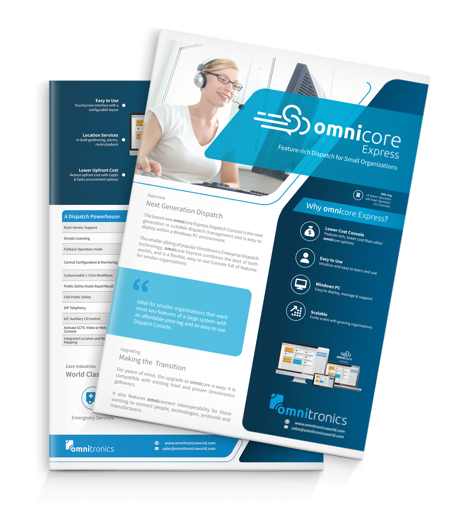 Omnitronics omnicore Express Radio Dispatch Console Flyer Stack-up